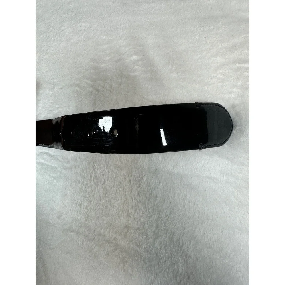 Lauren Ralph Lauren Belt Women XL Black Patent Leather Square Buckle